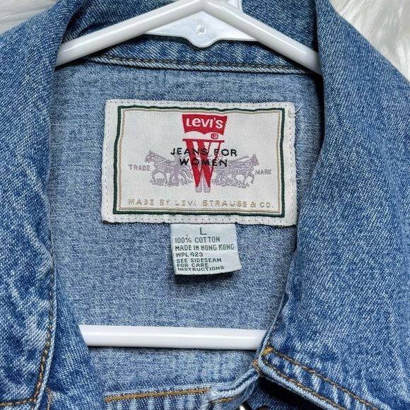 Vintage Levi's Denim Jean Vest White Tab - Picture 4 of 5